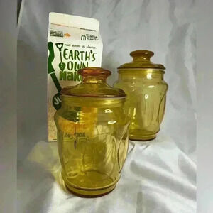 2-Amber  L.E.Smith Apothecary canisters